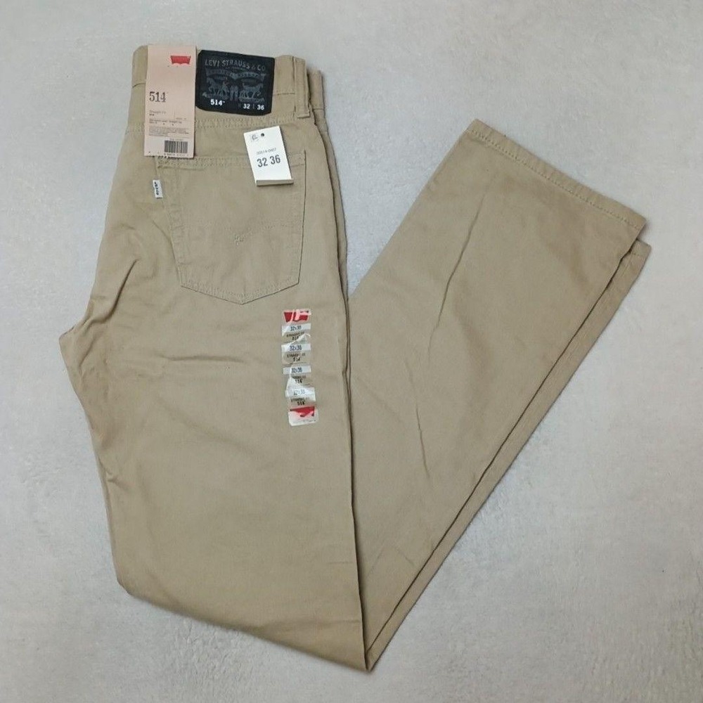 Levis 514 Jeans Mens 32x36 Beige Straight Slim Cotton Stretch 5-Pocket Work